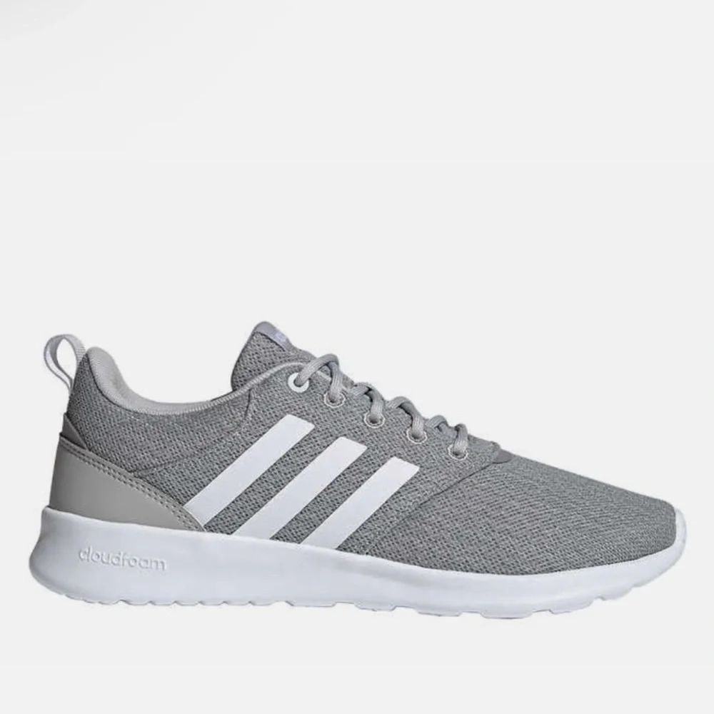 adidas Women's Grey Mesh Lightweight Trainers with White Stripes - Picture 2 of 5